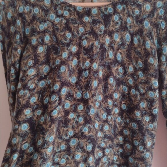Talbots Cashmere Peacock Feather Print Sweater XS S Super Soft Pullover - Picture 6 of 9